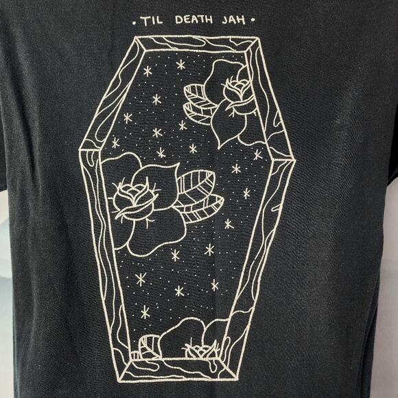 JAH Artwork Gothic "Til Death" Coffin Rose Graphic Tee | Men's Medium - Picture 2 of 7